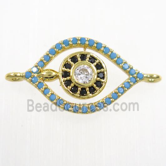 copper eye connector paved zircon, gold plated