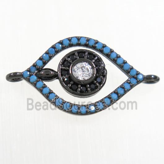 copper eye connector paved zircon, black plated