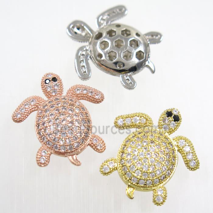 copper Tortoise beads paved zircon, mix color