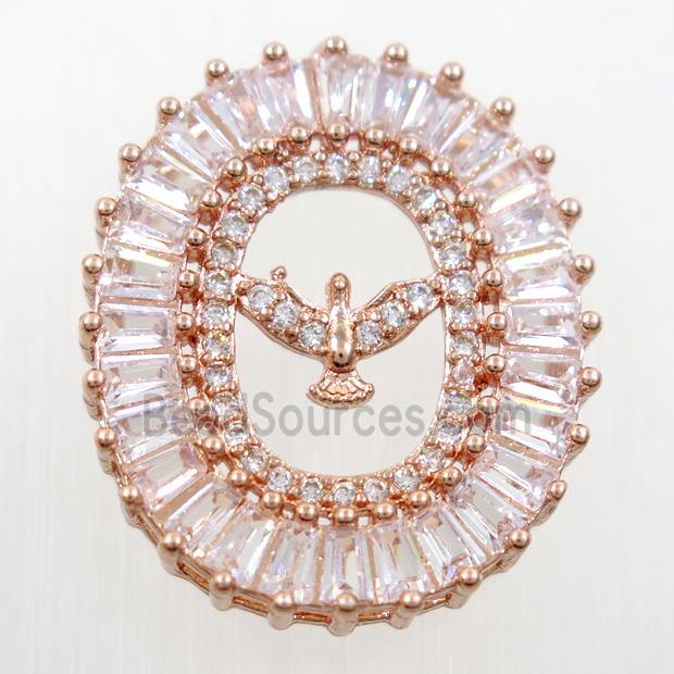 copper Hawk pendants paved zircon, rose gold