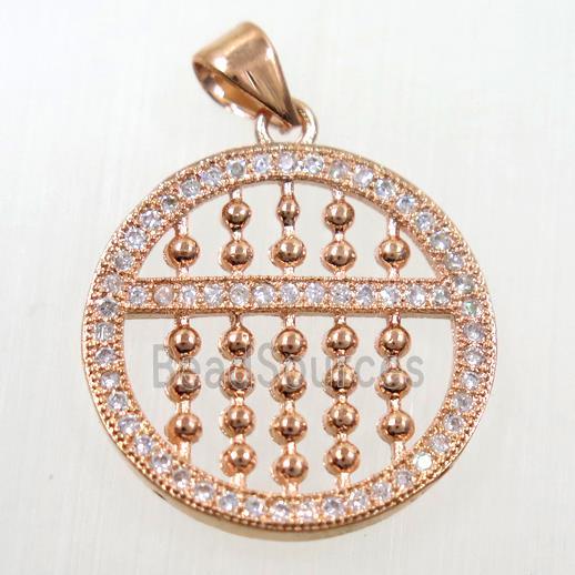copper Susanpan pendant paved zircon, rose gold