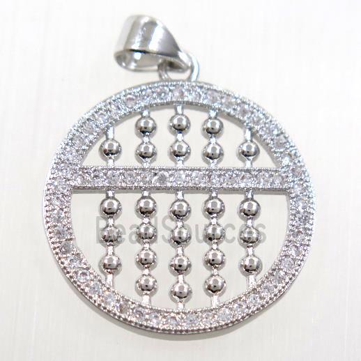 copper Susanpan pendant paved zircon, platinum plated