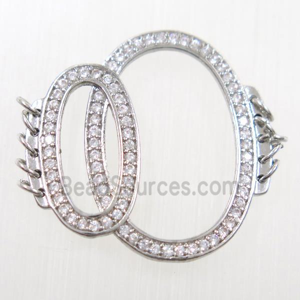 copper linker paved zircon, platinum plated