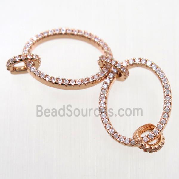 copper linker paved zircon, rose gold