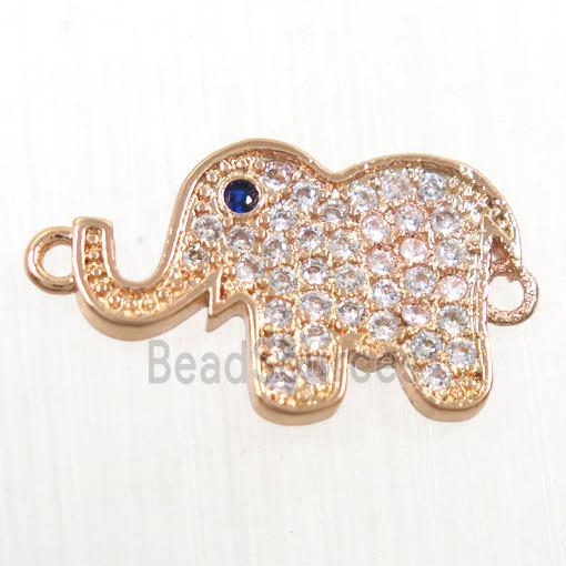 copper Elephant connector paved zircon, rose gold