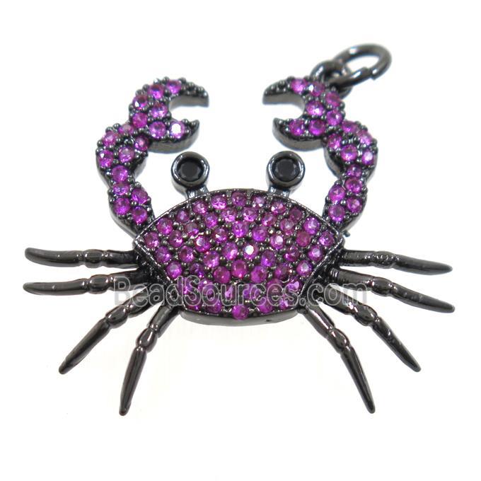 copper Cancer pendant paved zircon, black plated