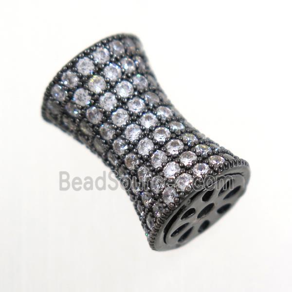 Copper Bamboo Beads Pave Zircon Black Plated