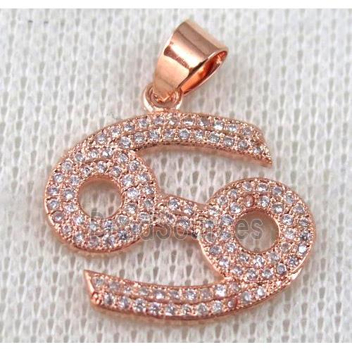 copper pendant pave zircon, rose gold plated