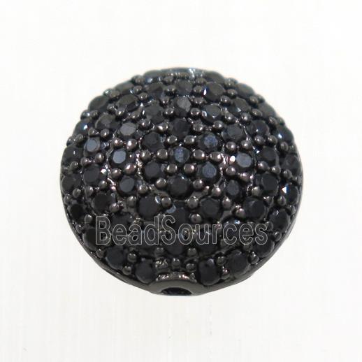 copper button beads paved zircon, black plated