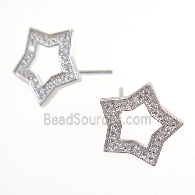 copper earring studs paved zircon