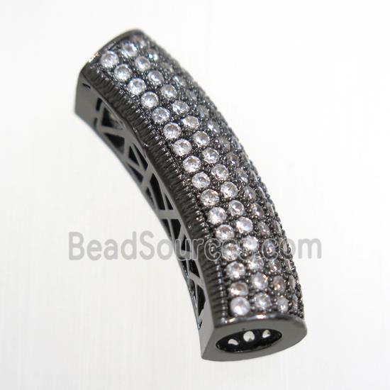 copper tube beads pave zircon, black plated