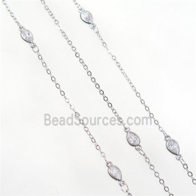 copper chain with zircon, platinum plated