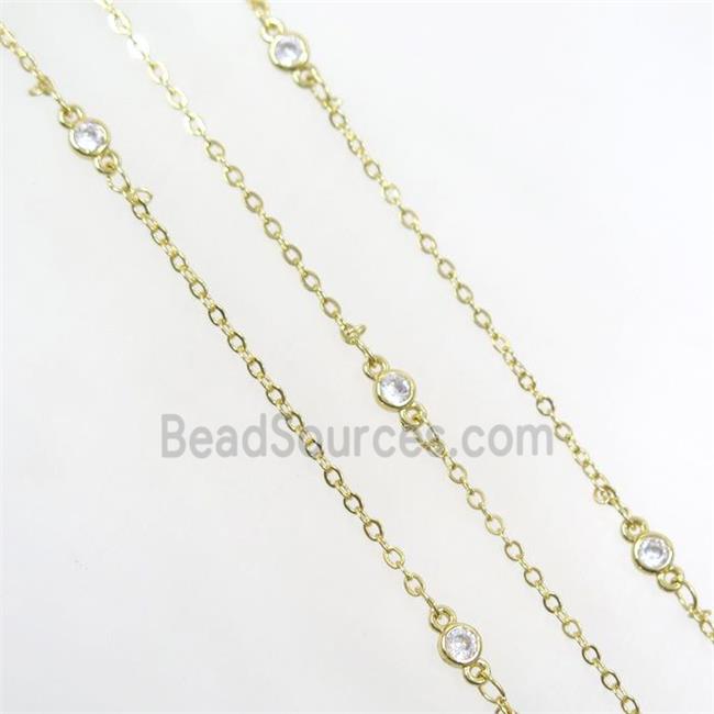 copper chain with zircon, gold plated