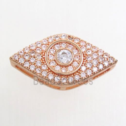 copper eye connector paved zircon, rose gold
