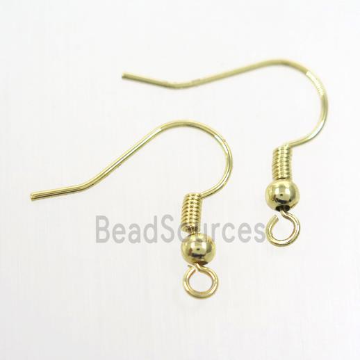 copper earring hook, color keeping, gold plated