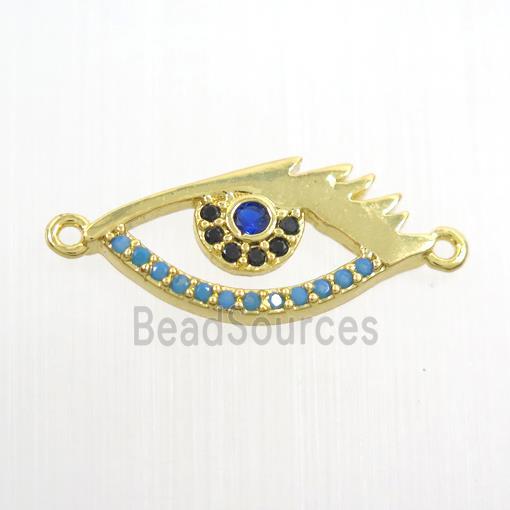 copper eye connector paved zircon, gold plated