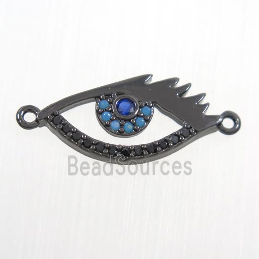 copper eye connector paved zircon, black plated