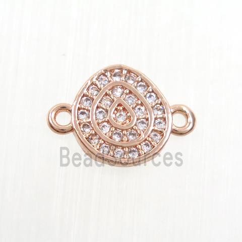 copper connector paved zircon, fire, rose gold