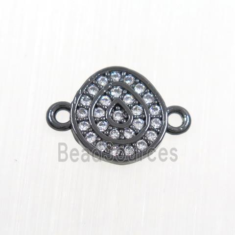 copper connector paved zircon, fire, black plated