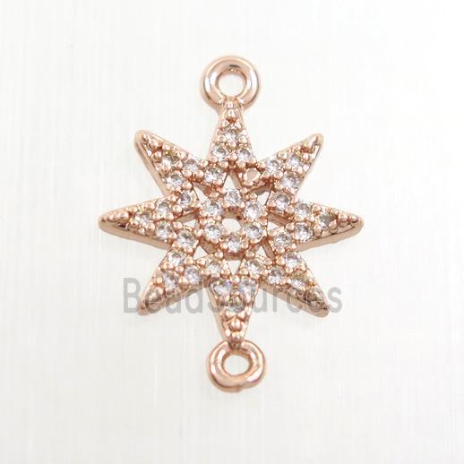 copper northstar connector paved zircon, rose gold