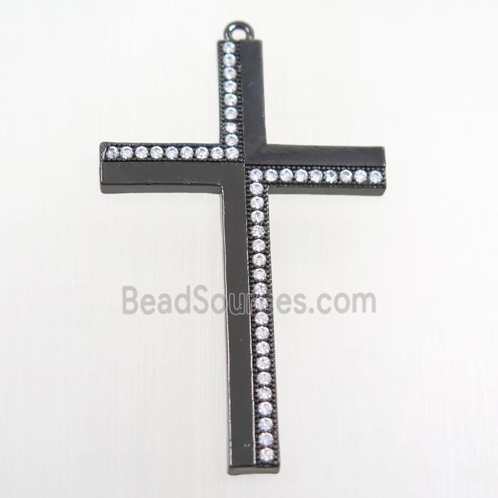 copper cross pendant paved zircon, black plated
