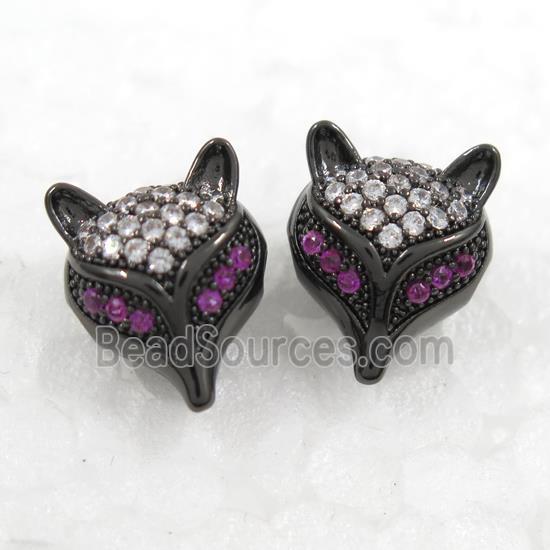 copper fox earring paved zircon, black plated