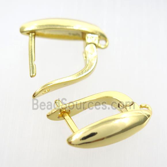 copper earring with loop, gold plated