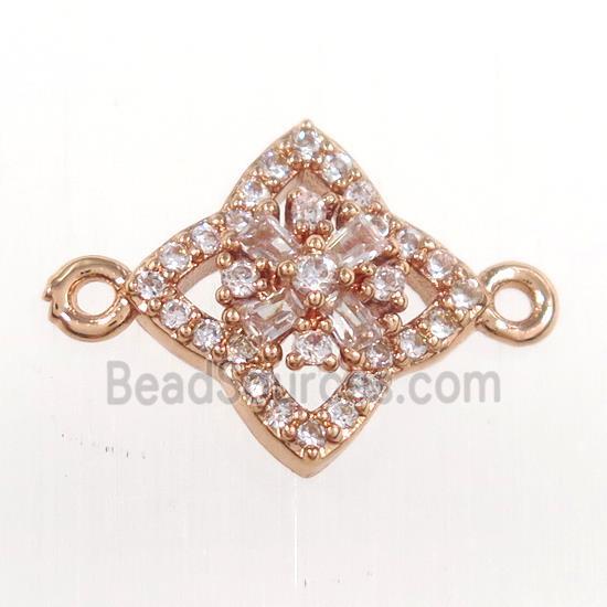 copper star connector paved zircon, rose gold