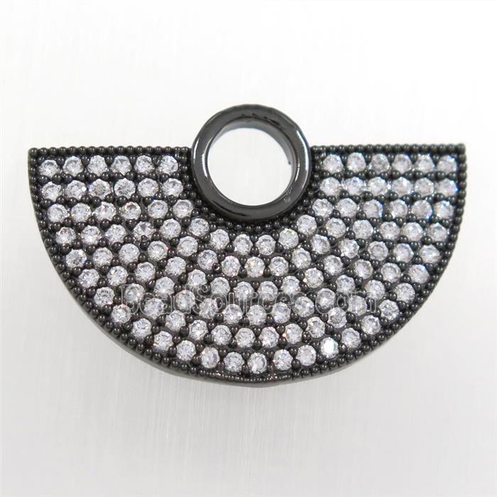 copper fan pendant paved zircon, black plated