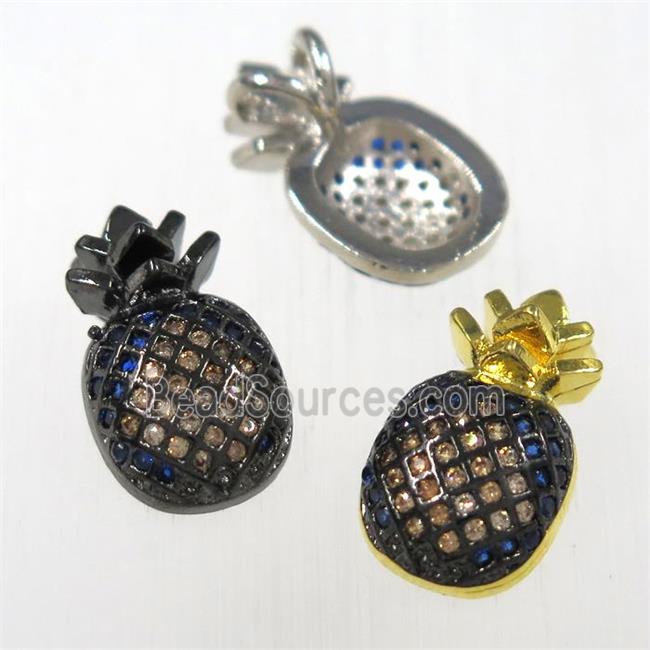 copper pineapple pendants paved zircon, mixed color