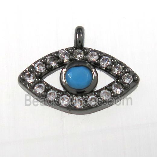 copper eye pendants paved zircon, black plated