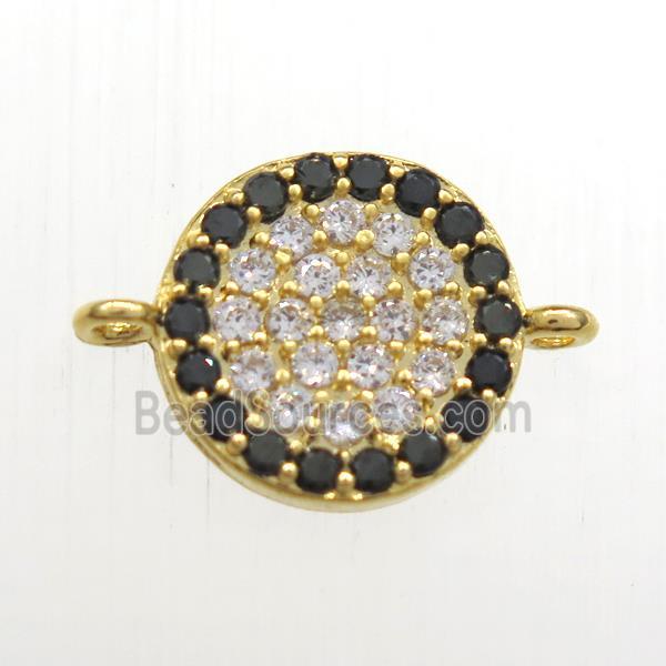 copper circle connector paved zircon, gold plated