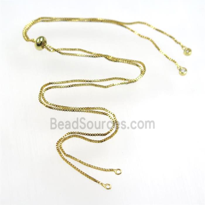 copper necklace chain with zircon, gold plated