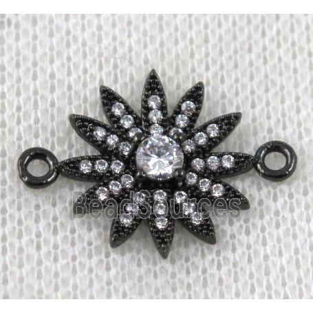 copper sunflower connector paved zircon, black plated