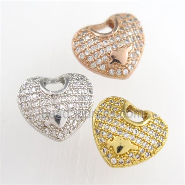 copper pendants paved zircon, heart, mixed
