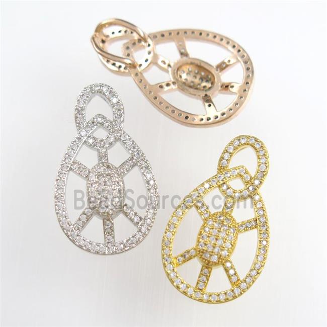 copper tortoise pendants paved zircon, mixed