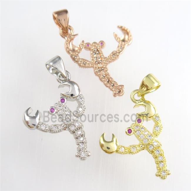 copper shrimp pendants paved zircon, zodiac, mixed color