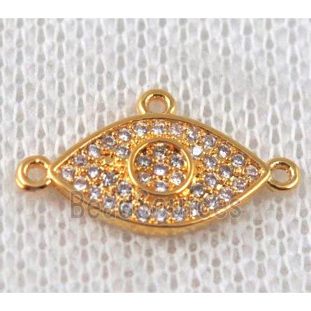 copper eye connector paved zircon with 3loops, gold plated