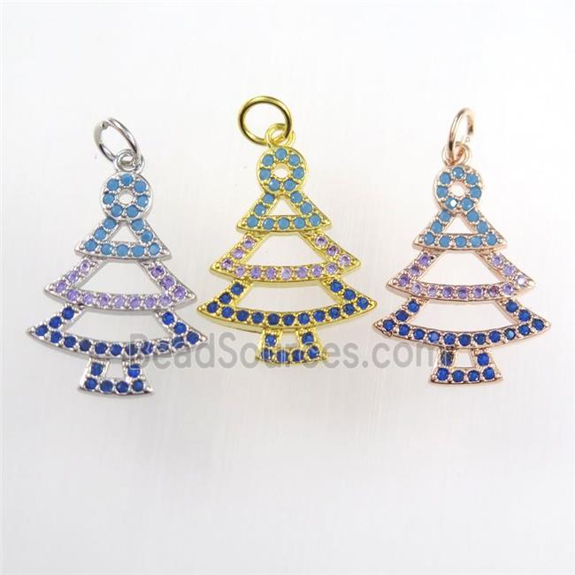 christmas tree, copper pendants paved zircon, mixed color