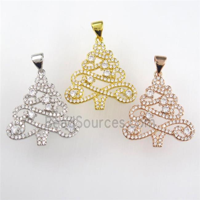 christmas tree, copper pendants paved zircon, mixed color