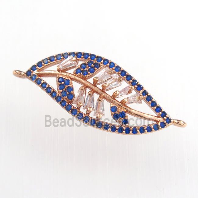 copper leaf connector paved zircon, rose gold