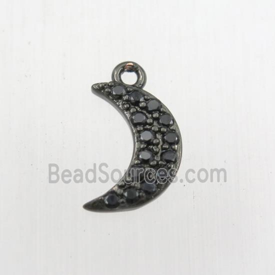 copper moon pendant paved zircon, black plated