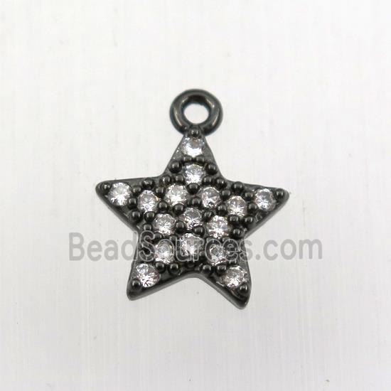 copper star pendant paved zircon, black plated