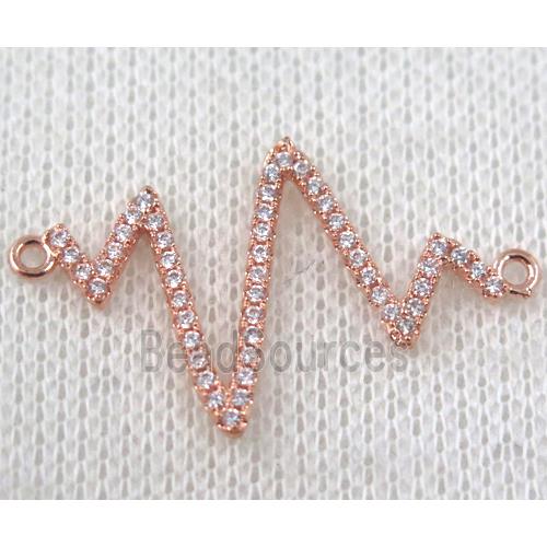 copper cardiogram connector paved zircon, rose gold