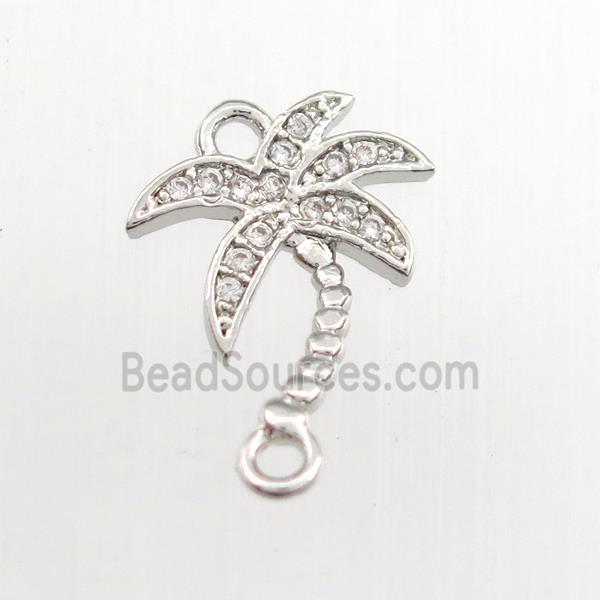 copper coconut tree connector paved zircon, platinum plated