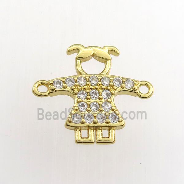 copper kids connector paved zircon, gold plated