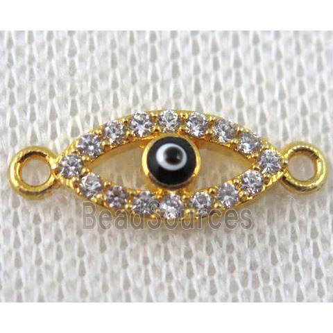 copper eye connector paved zircon, gold plated