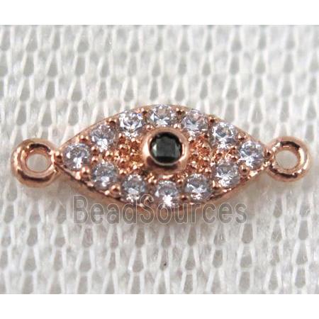 copper eye connector paved zircon, rose gold