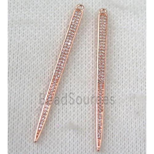 copper spike pendant paved zircon, rose gold