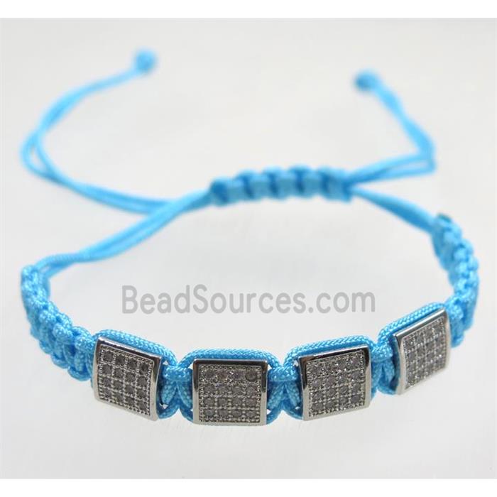 handmade bracelet with beads pave zircon, nylon wire